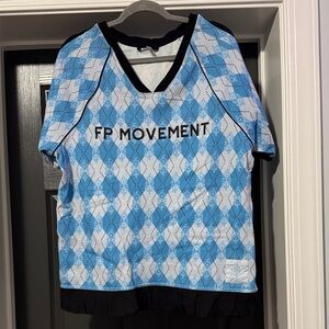 FP Movement by Free People Blue Argyle Jersey